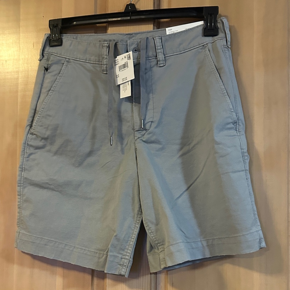 American Eagle Outfitters Men's Light Gray Flat-Front Drawstring Shorts